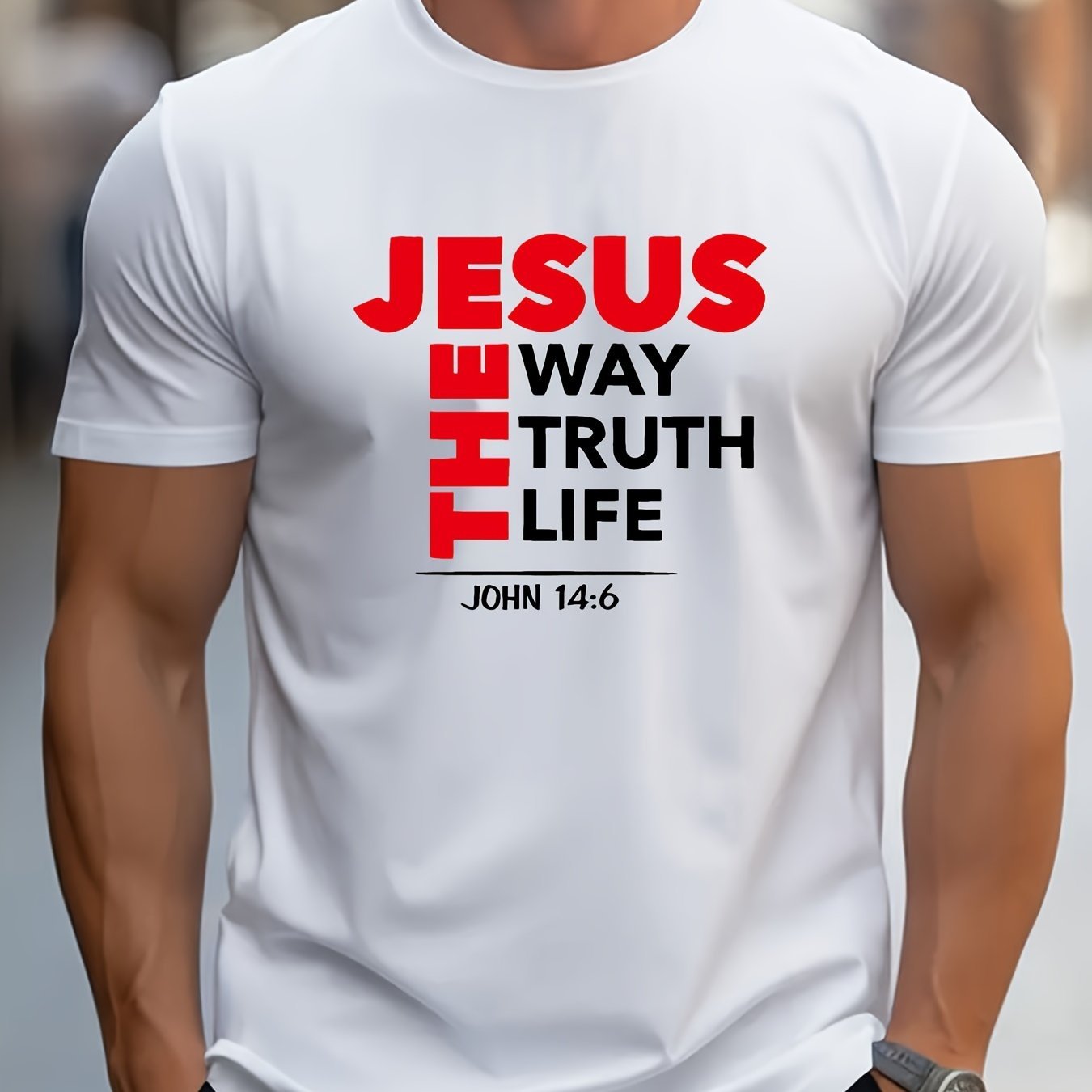 Casual Short Sleeved Jesus Print T-shirt